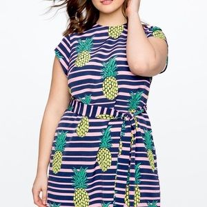 BRAND NEW - Eloquii pink & blue stripe pineapple dress - Size 16